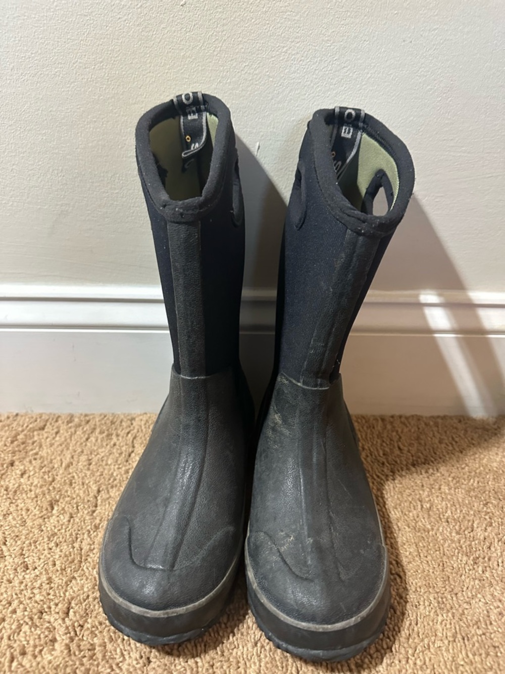 Bogs Kids Black Classic High Handle Waterproof Winter Rain Boots Youth Size 2